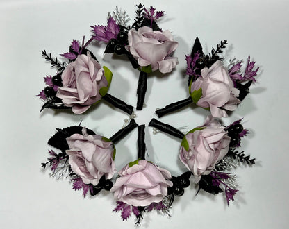 Wedding Bouquet Black Purple Bridal Gothic Bouquet Black Dark Purple Bridesmaids Bouquet Black Purple Calla Lily Gold Artificial Flower
