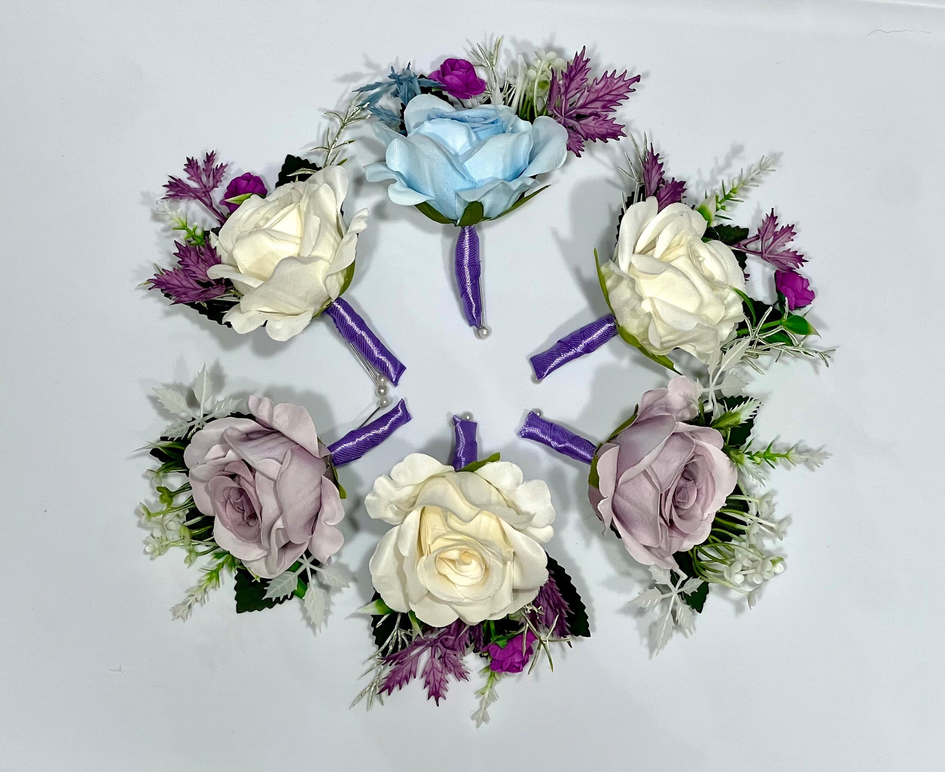 Wedding Bouquet Blue Bridal Rustic Light Purple Bouquet White Lavender Wild Flower Light Blue Eucalyptus Ivory Artificial Flower Lilac