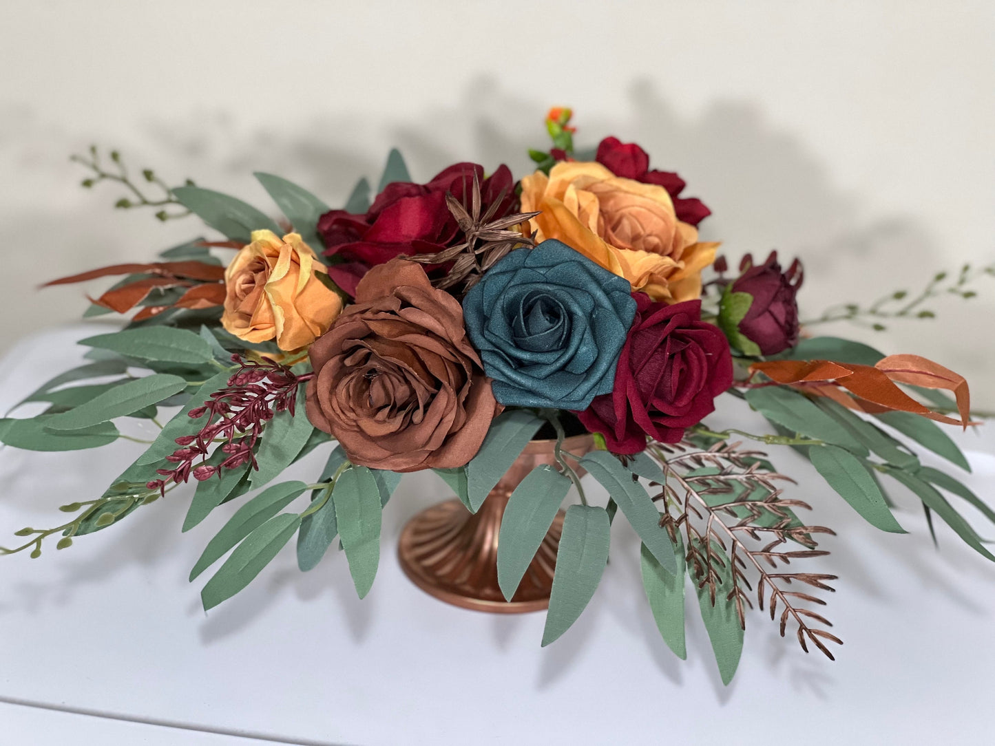 Wedding Dark Teal Bouquet Bridal Burgundy Terracotta Bridesmaids Burgundy Burnt Orange Bouquet Dark Teal Rust Artificial Flowers Bouquet