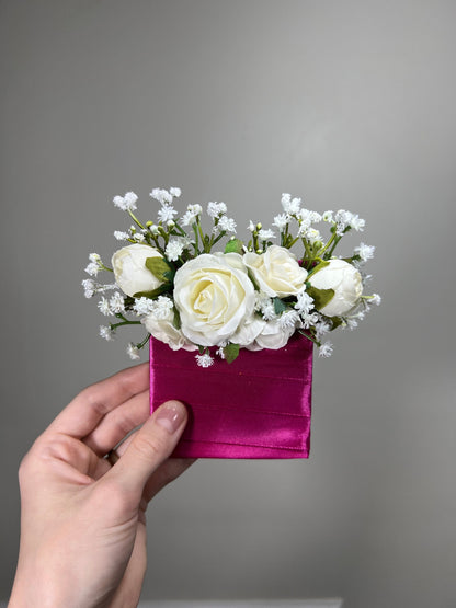 Wedding Pocket Boutonniere White Groom Boutonnière Ivory Square Groomsmen Pocket Boutonniere Baby Breath Rustic Decor Artificial Flower