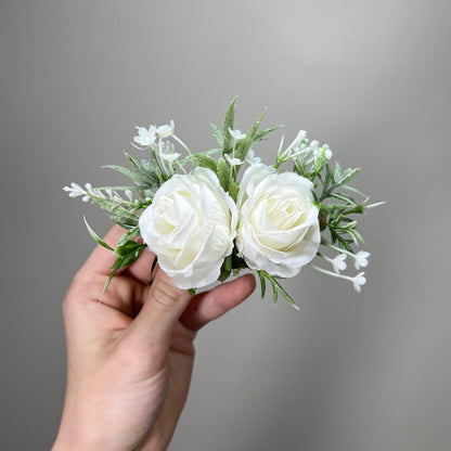 White Boutonniere Magnetic Holders Groom Wedding Groomsmen Boutonnière Magnets Clip Ivory Artificial Flowers Eucalyptus White  Boutonniere