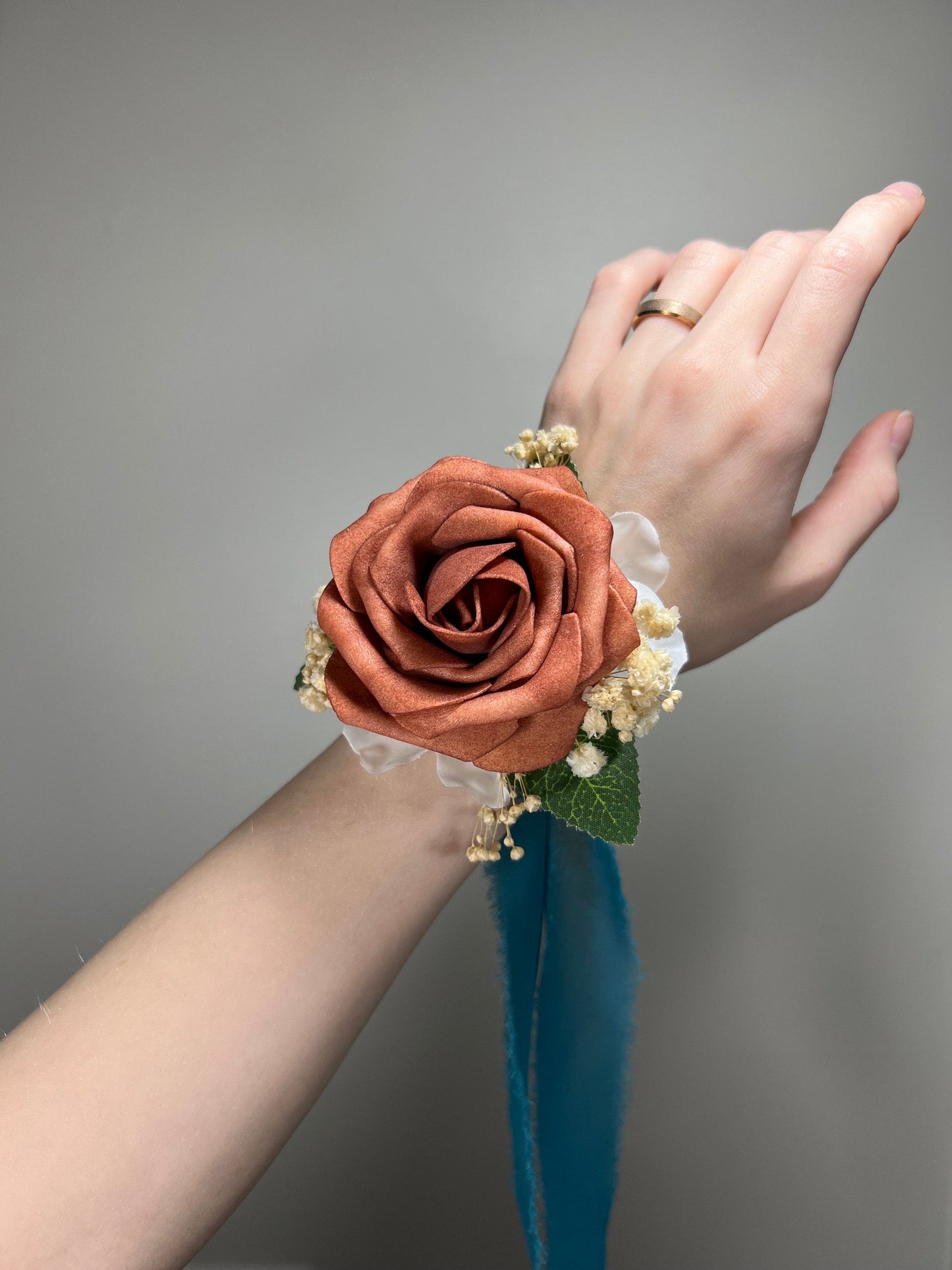 Rust Corsage Wedding Groom Terracotta Corsage Mom Corsage Cinnamon Corsage Orange Boho Baby Breath Artificial Flowers