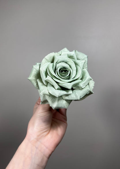 Dusty Sage Green Flower Artificial Flower Head Rose Sage High Quality Wedding Green Fake Roses Silk Accessories Decorative Home Decor DIY