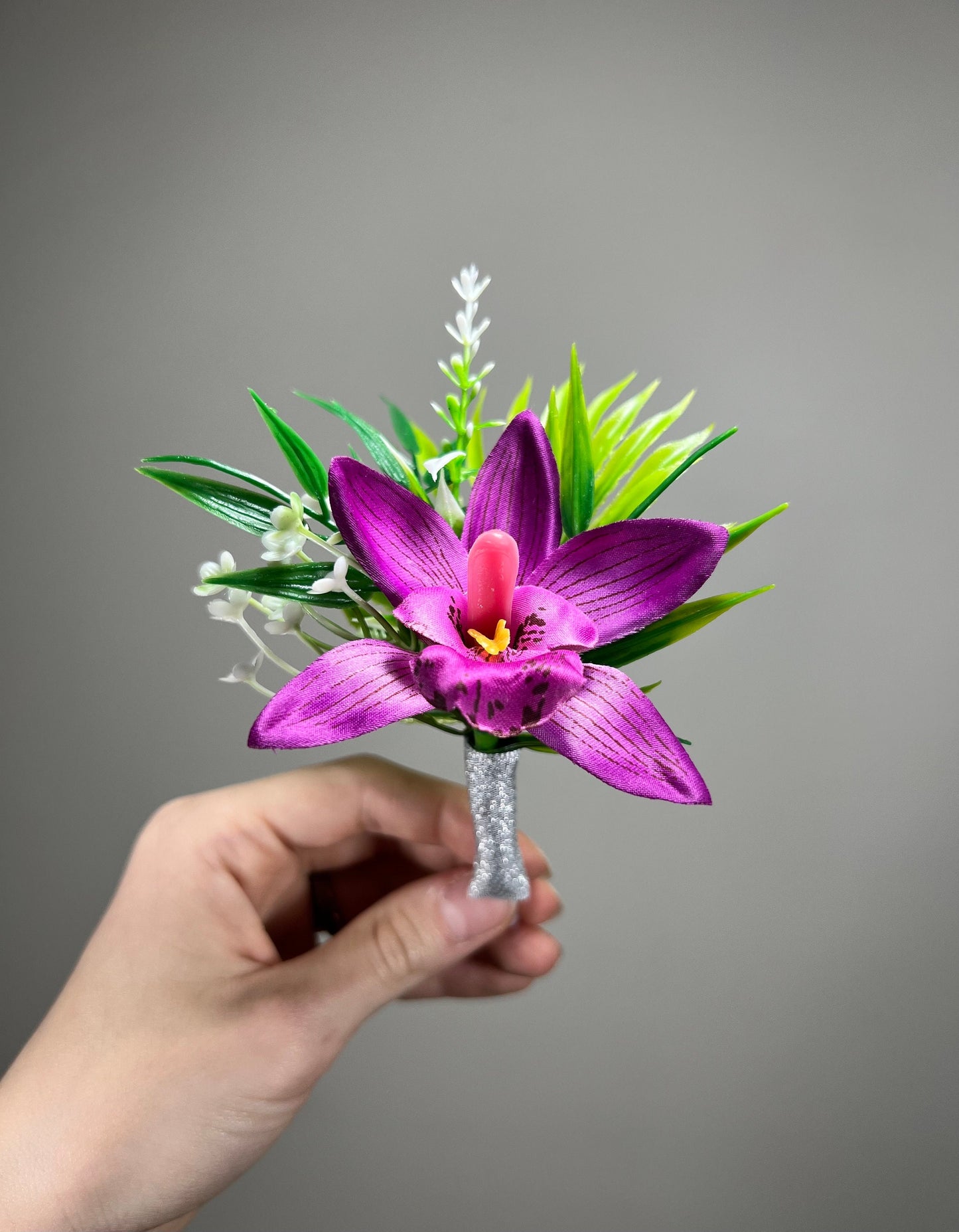 Orchid Boutonniere Wedding Groom Fuchsia Boutonniere Hot Pink Groomsmen Beach Boutonniere Tropical Deep Pink Orchid Artificial Flowers