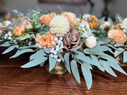 15" Wedding Centerpiece Orange Brown Boho Table Decor Terracotta White Centerpiece Wedding Table Centerpiece Orange Artificial Flower