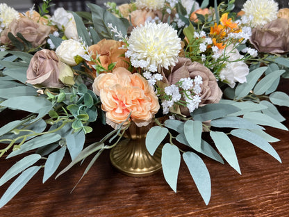 15" Wedding Centerpiece Orange Brown Boho Table Decor Terracotta White Centerpiece Wedding Table Centerpiece Orange Artificial Flower