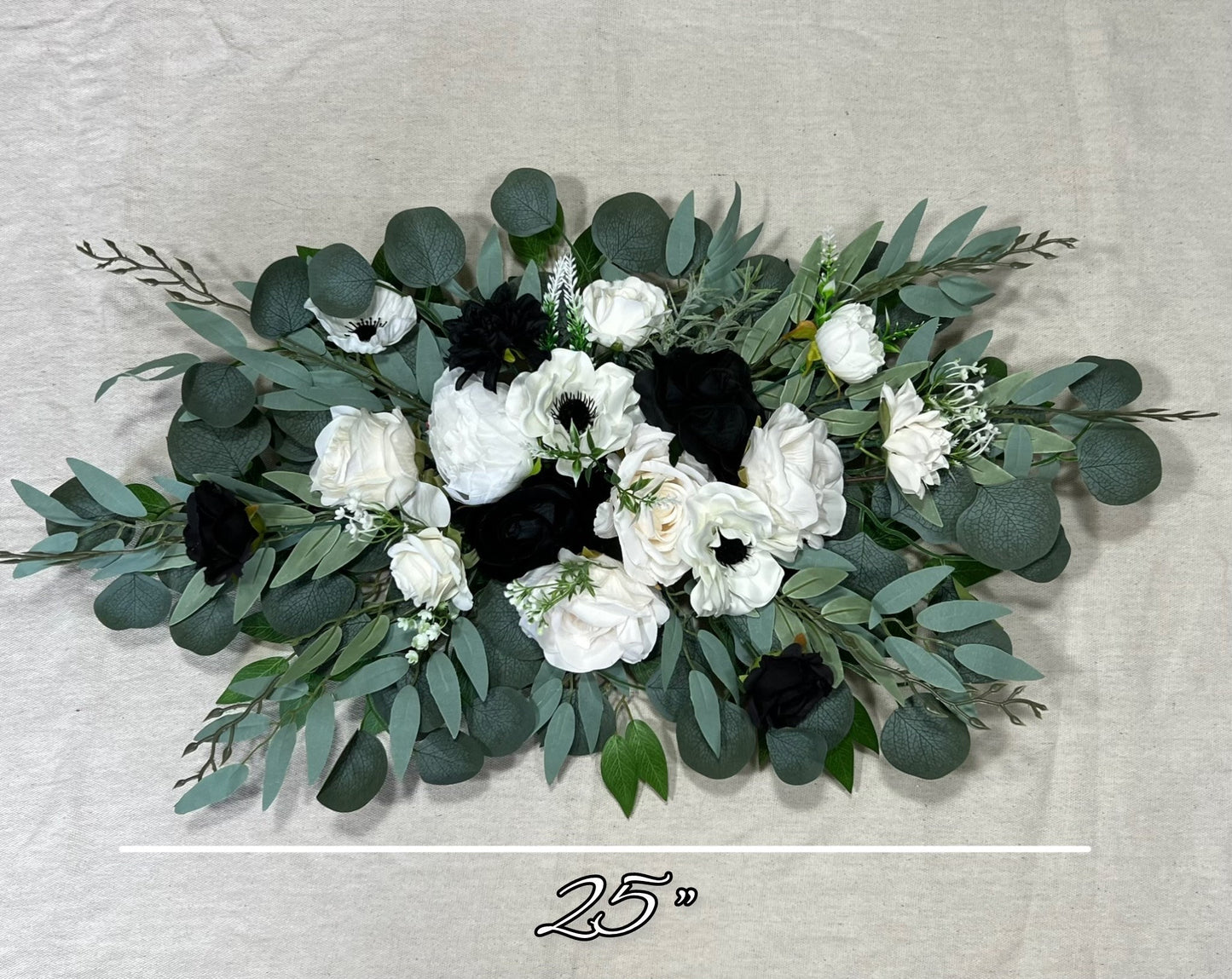 Anemone White Arch Arrangement Wedding Arbor Arrangement Black and White Arch Arrangement White Ivory Corner Flower Arrangement Black