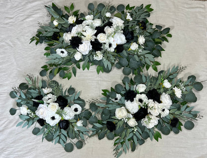 Anemone White Arch Arrangement Wedding Arbor Arrangement Black and White Arch Arrangement White Ivory Corner Flower Arrangement Black Reddit