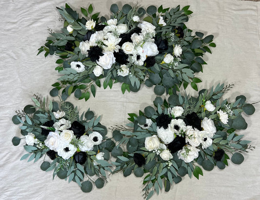Anemone White Arch Arrangement Wedding Arbor Arrangement Black and White Arch Arrangement White Ivory Corner Flower Arrangement Black Reddit