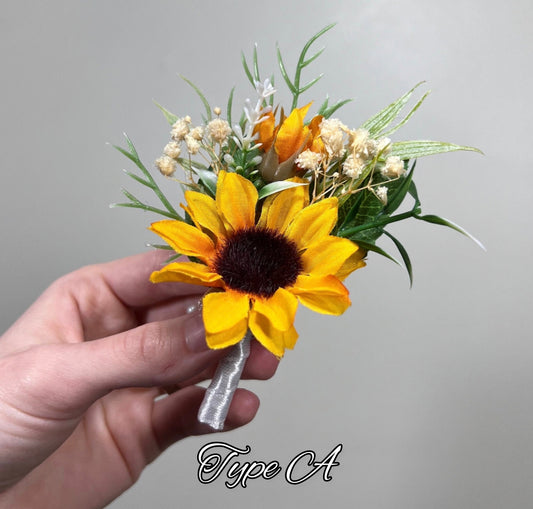 Sunflower Boutonniere Burgundy Groom Boutonnières Groomsmen Sunflower Boutonnière Red Groom Fall Sunflower Artificial Flowers