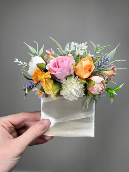 Wedding Pocket Boutonniere White Groom Boutonnière Dusty Rose Orange Square Groomsmen Pocket Boutonniere Dandelion Artifical Flower Wild