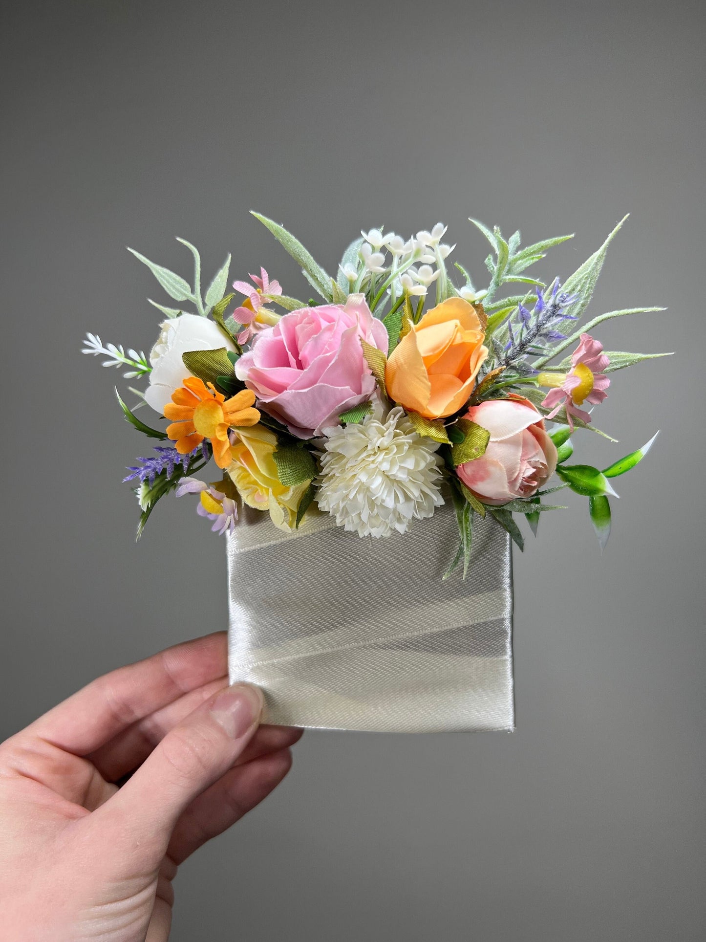 Wedding Pocket Boutonniere White Groom Boutonnière Dusty Rose Orange Square Groomsmen Pocket Boutonniere Dandelion Artifical Flower Wild