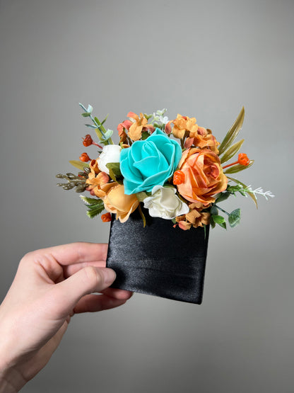 Turquoise Pocket Boutonniere Terracotta Groom Boutonnière Teal Groomsmen White Boutonniere Pocket Square Ivory Rustic Artificial Flower