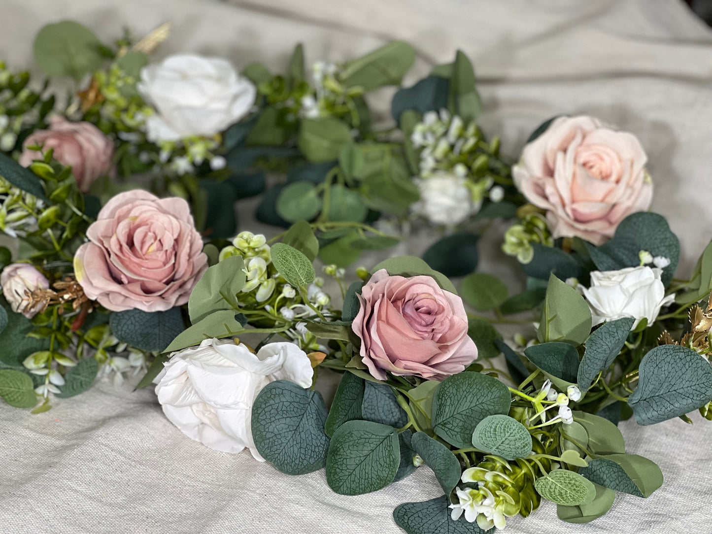 Garland White Garland Wedding Dusty Rose Silver Dollar Eucalyptus Decoration Ivory Table Runner Gold Artificial Flower Greenery