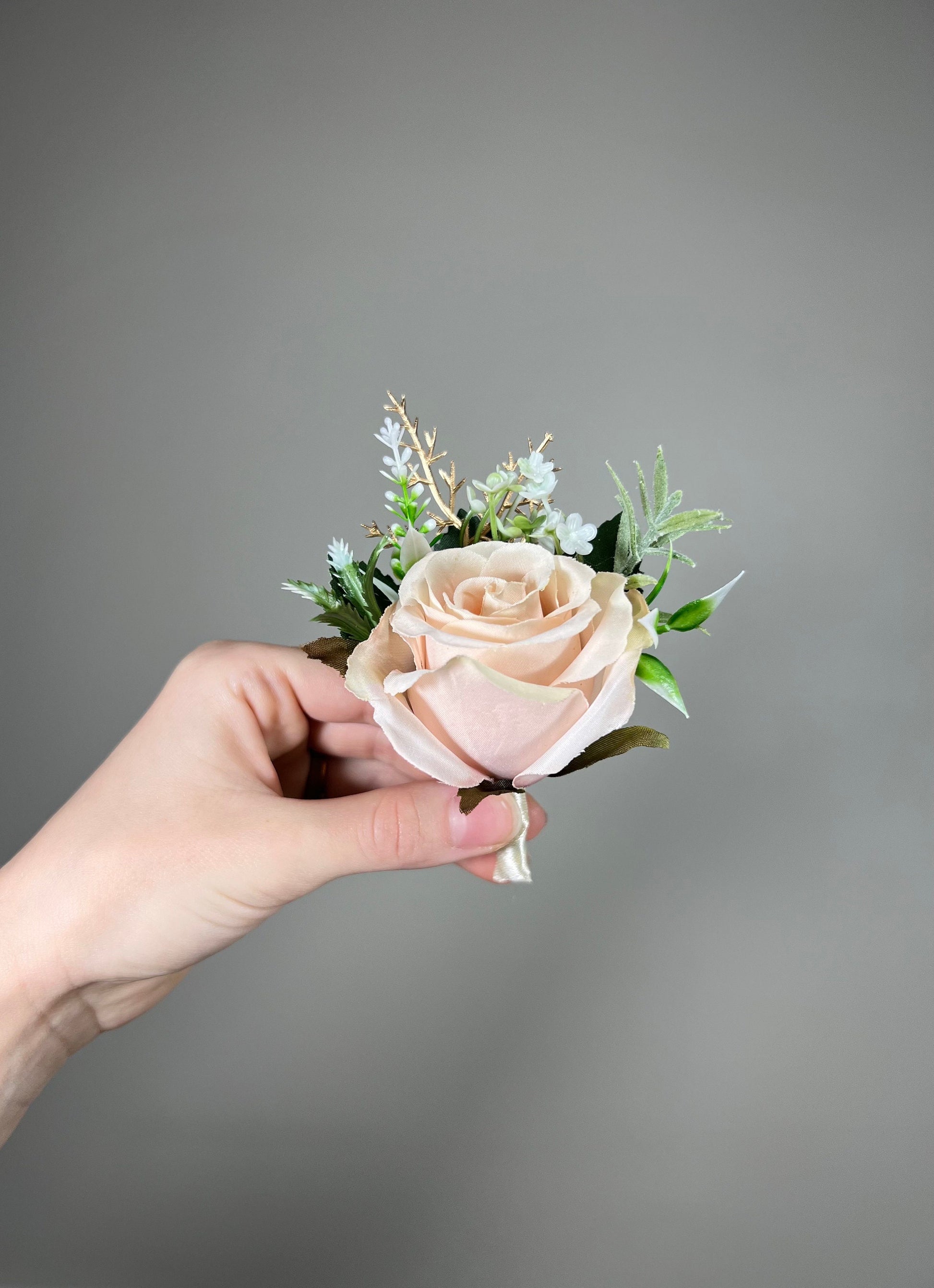 White Bouquet Bridesmaids Wedding Dusty Rose Blush Pink Gold Small Bridesmaids Petite Bouquet Flower Girl Artificial Flowers Eucalyptus Sage
