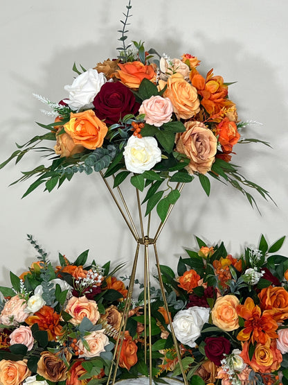 Wedding White Centerpiece Orange Terracotta Centerpiece Table Flower Ball Barrel Ivory Wiskey Stand Burgundy Artificial Flower