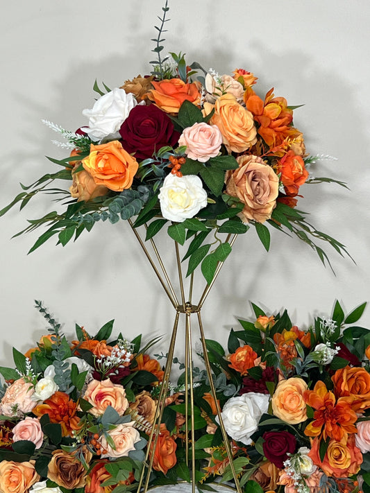 Wedding White Centerpiece Orange Terracotta Centerpiece Table Flower Ball Barrel Ivory Wiskey Stand  Burgundy Artificial Flower