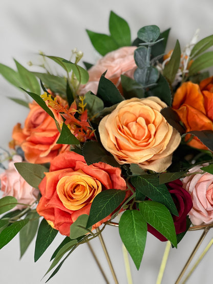 Orange Centerpiece Wedding Peach Terracotta Centerpiece Table Flower Ball Barrel Ivory Wiskey Stand Burgundy White Artificial Flower