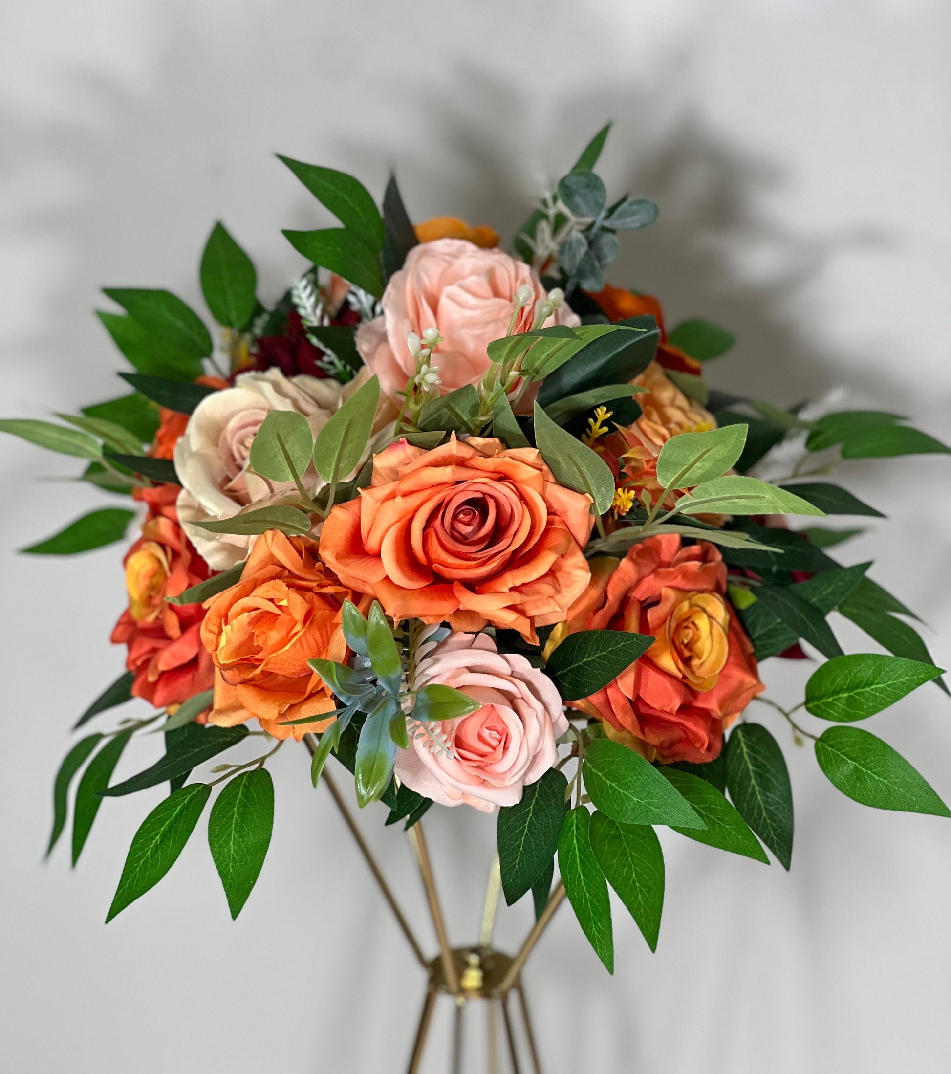 Wedding Orange Centerpiece Peach Terracotta Centerpiece Table Flower Ball Barrel Ivory Wiskey Stand Burgundy Artificial Flower