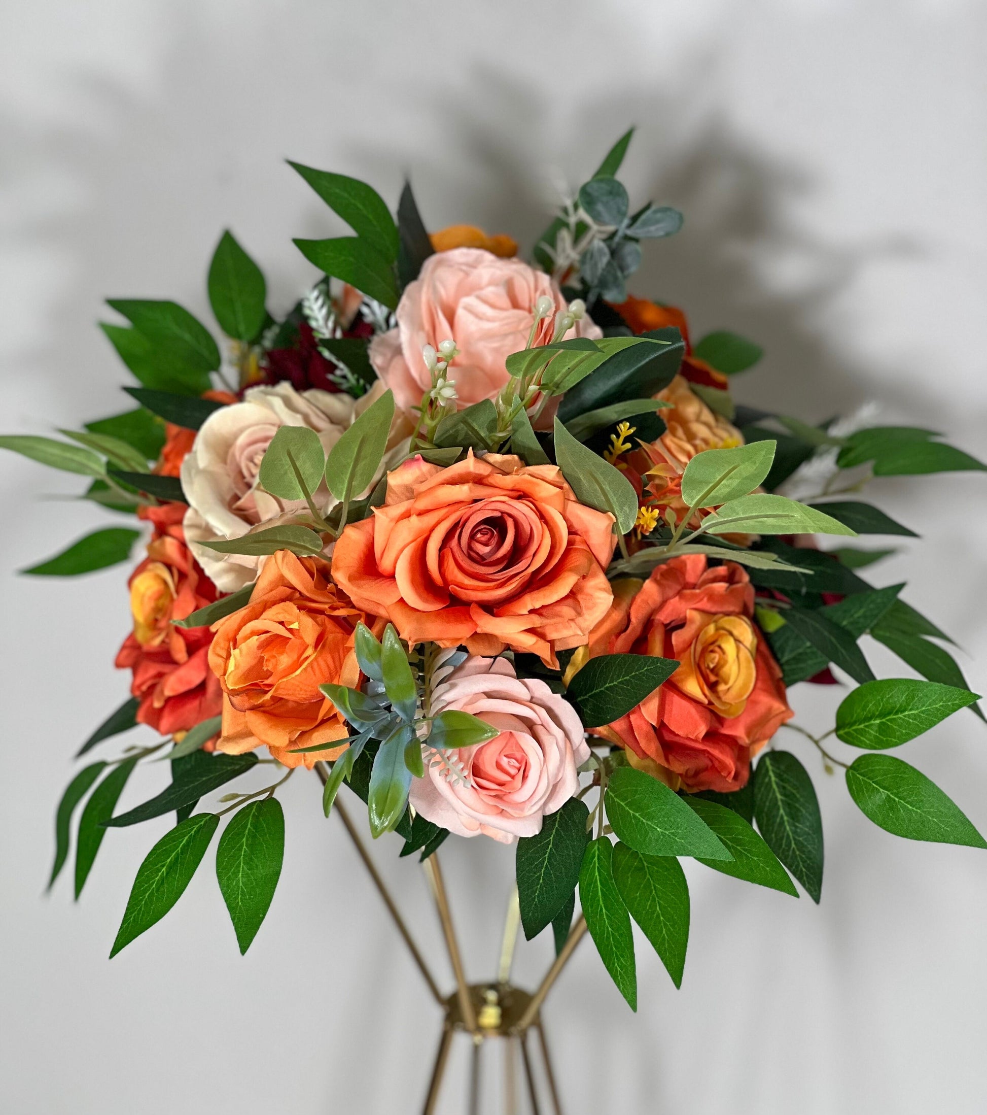 Wedding White Centerpiece Orange Terracotta Centerpiece Table Flower Ball Barrel Ivory Wiskey Stand Burgundy Artificial Flower