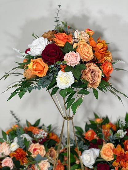 Wedding Orange Centerpiece Peach Terracotta Centerpiece Table Flower Ball Barrel Ivory Wiskey Stand  Burgundy Artificial Flower