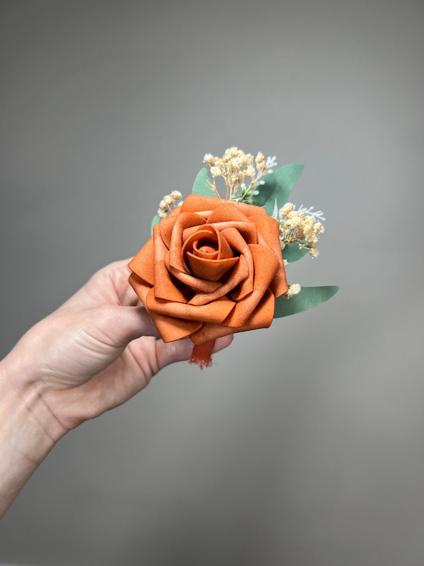 Terracotta Boutonniere Wedding Groom Burnt Orange Boutonnière Terracotta Groomsmen  Boutonniere Rust Orange Groom Artificial Flowers