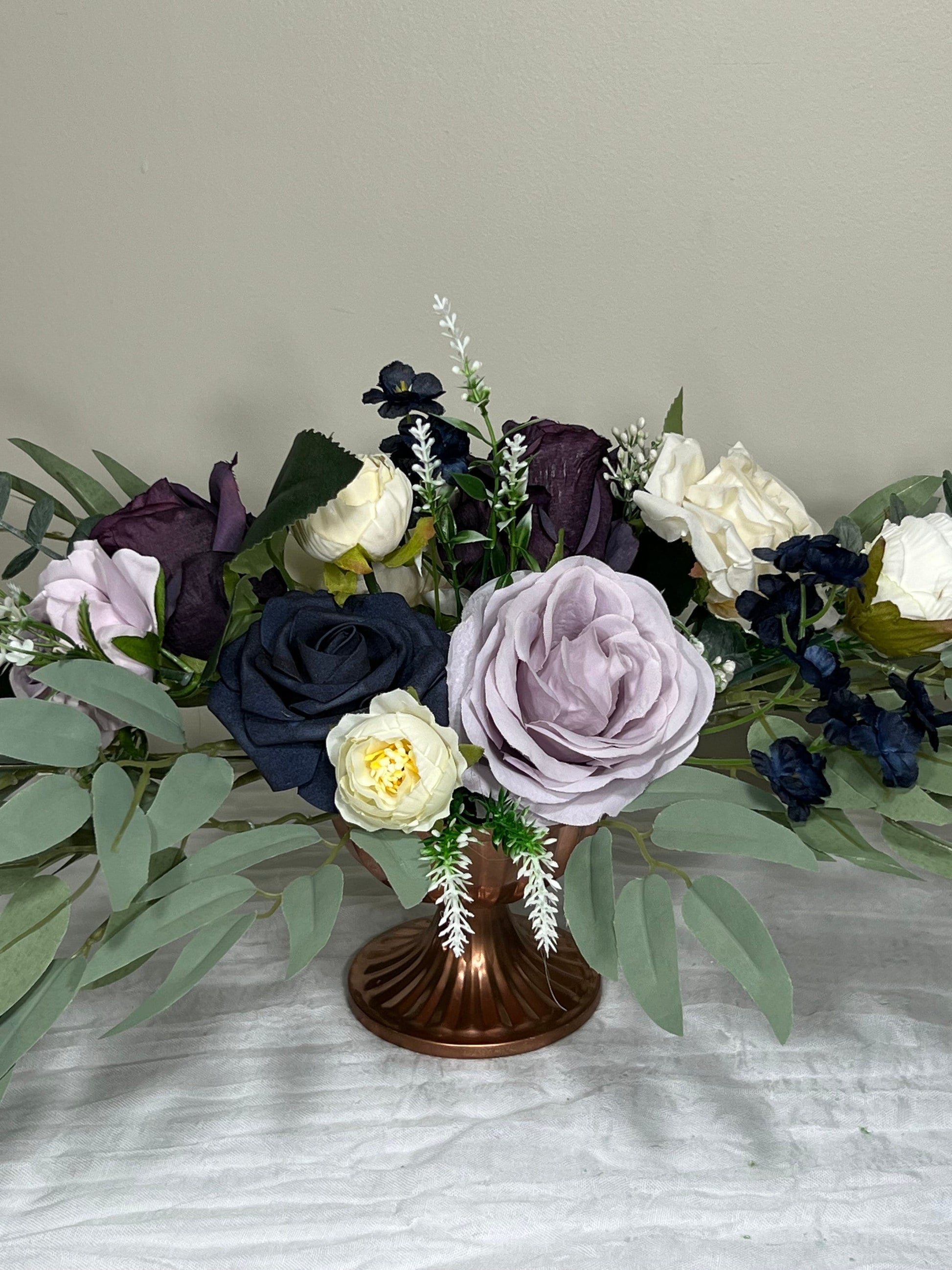 Wedding Centerpiece Purple Table Ivory Decor White Centerpiece Navy Blue Wedding Table Centerpiece Plum Lavender Artificial Flower