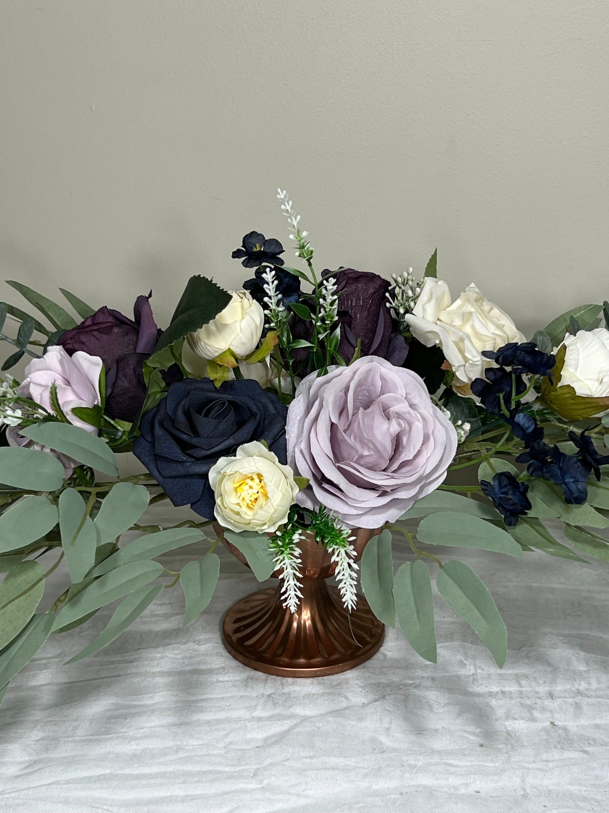 Wedding Centerpiece Purple Table Ivory Decor White Centerpiece Navy Blue Wedding Table Centerpiece Plum Lavender Artificial Flower