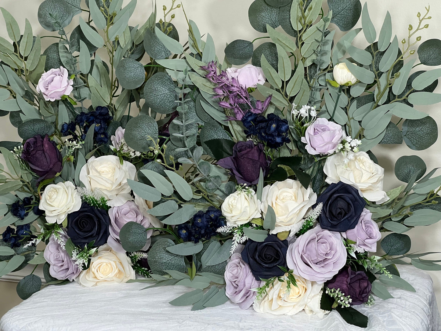 Wedding Aisle Marker Flower Floor Arrangement Barrel Décor White Purple Ground Arch Navy Blue Lilac Plum