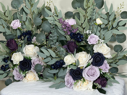 Wedding Aisle Marker Flower Floor Arrangement Barrel Décor White Purple Ground Arch Navy Blue Lilac Plum