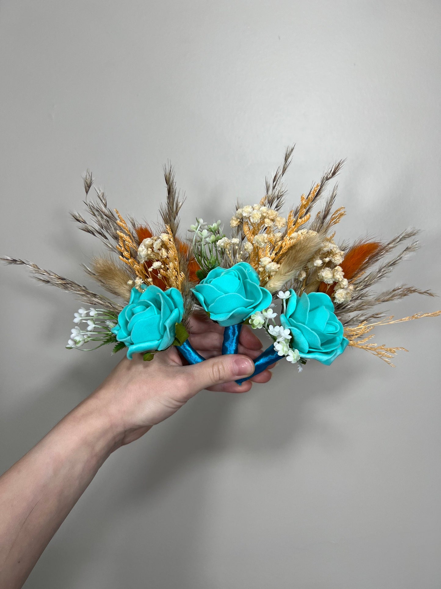 Boutonniere Turquoise Wedding Groom Teal Boutonnière Terracotta Orange Groomsmen Blue Boutonnière Rust Groom Aque Blue Artificial Flowers