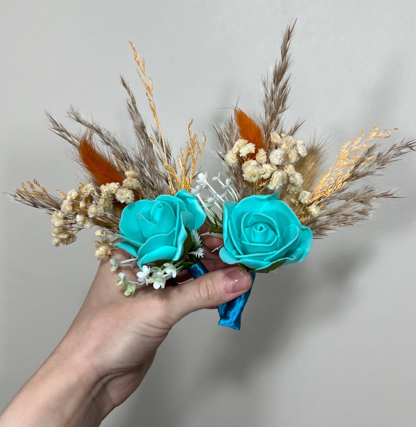 Boutonniere Turquoise Wedding Groom Teal Boutonnière Terracotta Orange Groomsmen Blue Boutonnière Rust Groom Aque Blue Artificial Flowers