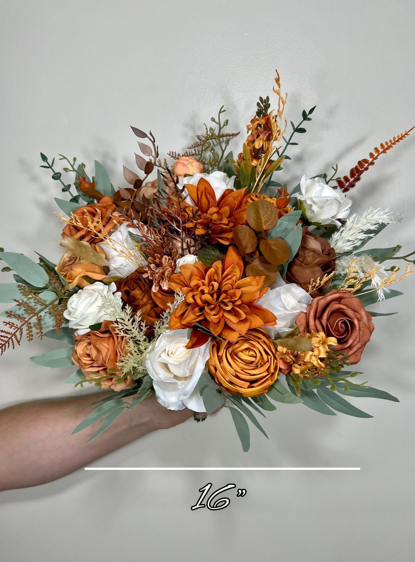 Burnt Orange Ivory Bouquet Bridal Terracotta Wedding White Bridesmaids Bouquet Burnt Orange Brown Bouquet Rust Cinnamon Artificial Flower