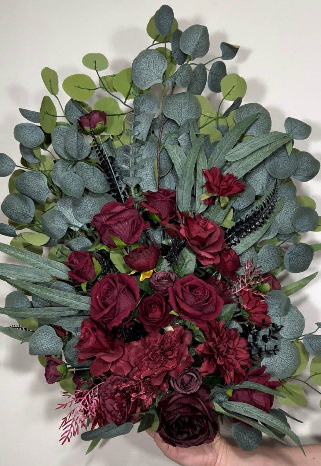 Wedding Aisle Marker Flower Floor Arrangement Whiskey Barrel Décor Burgundy Ground Arch Burgundy Barrel Flower Decor