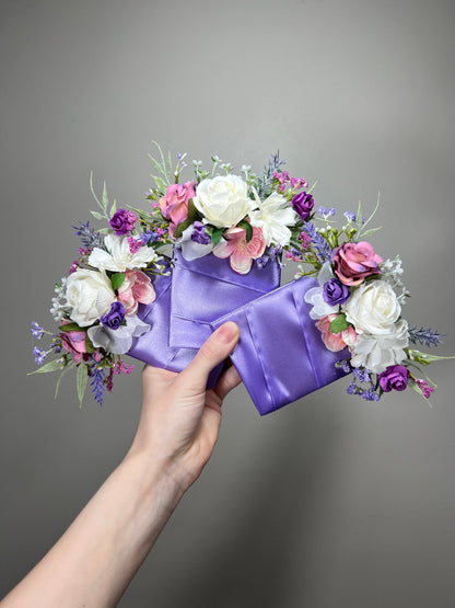 Purple Pocket Boutonniere Wedding Pink Groom White Lilac Boutonnières Groomsmen Square Boutonnière Pocket Lavender Artificial Flower Mauve