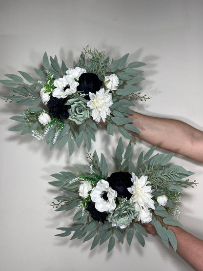 Dusty Sage Bouquet Bridal Cascade White Sage Green Bridesmaids Bouquet Anemone Ivory Black Green Cascading Bouquet Sage Artificial Flower