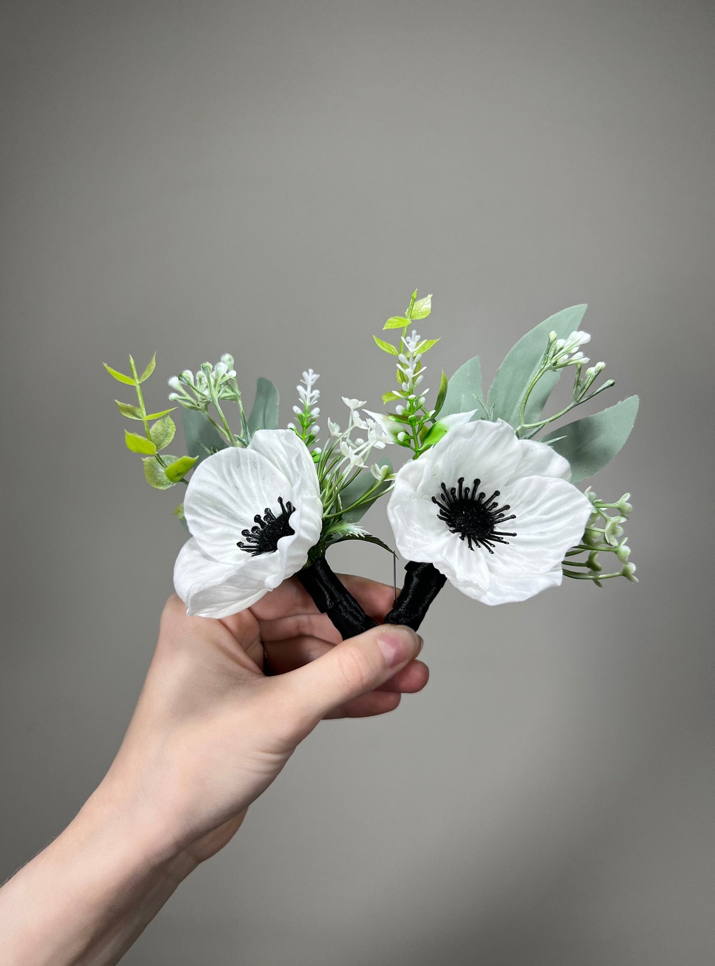 Anemone Boutonniere Groom White Anemone Boutonnières Groomsmen White Boutonniere Anemone Groom Ivory Artificial Flowers Sage Greenery