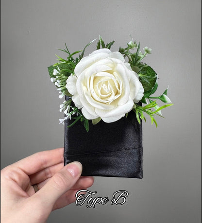 Wedding Pocket Boutonniere White Groom Boutonnière Ivory Square Groomsmen Pocket Boutonniere Wedding White Boutonniere Baby Breath