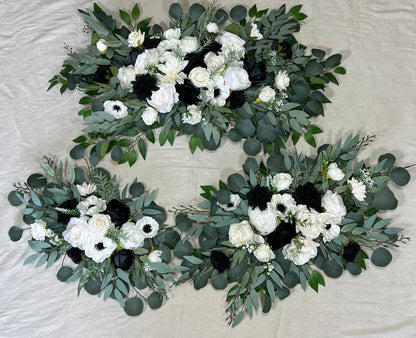 Anemone White Arch Arrangement Wedding Arbor Arrangement Black and White Arch Arrangement White Ivory Corner Flower Arrangement Black