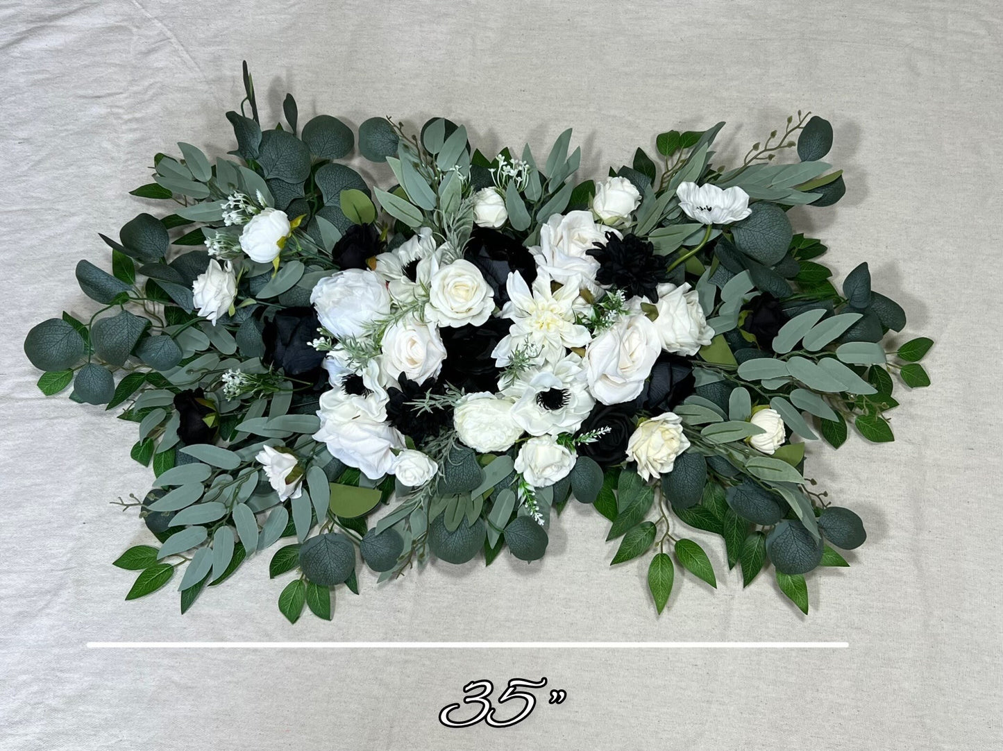 Anemone White Arch Arrangement Wedding Arbor Arrangement Black and White Arch Arrangement White Ivory Corner Flower Arrangement Black