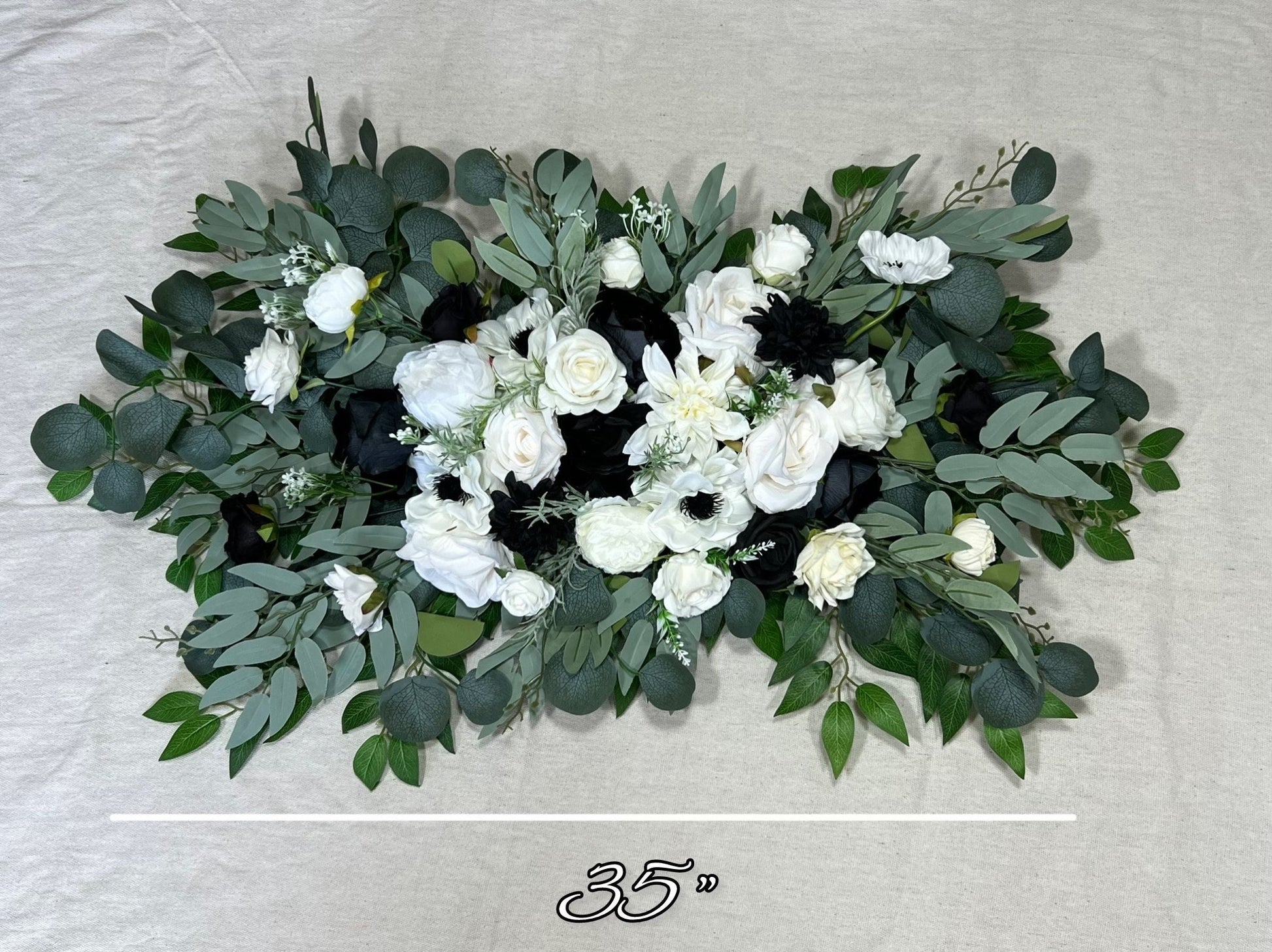 Anemone White Arch Arrangement Wedding Arbor Arrangement Black and White Arch Arrangement White Ivory Corner Flower Arrangement Black Reddit