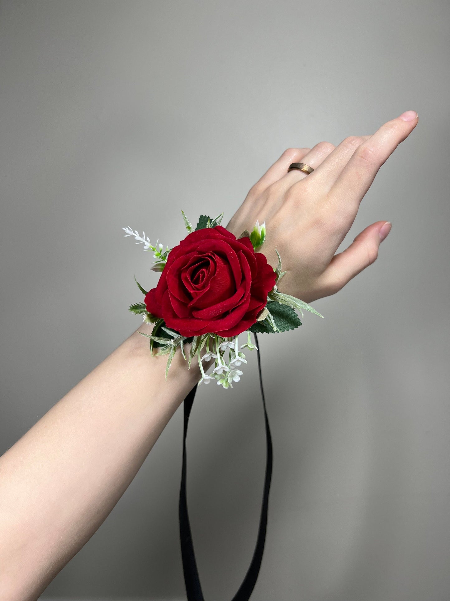 Wedding Christmas Corsage Red Gold Wedding Wrist Corsage Red Bridesmaids Burgundy Corsage Pine Cone Winter Artificial Flowers