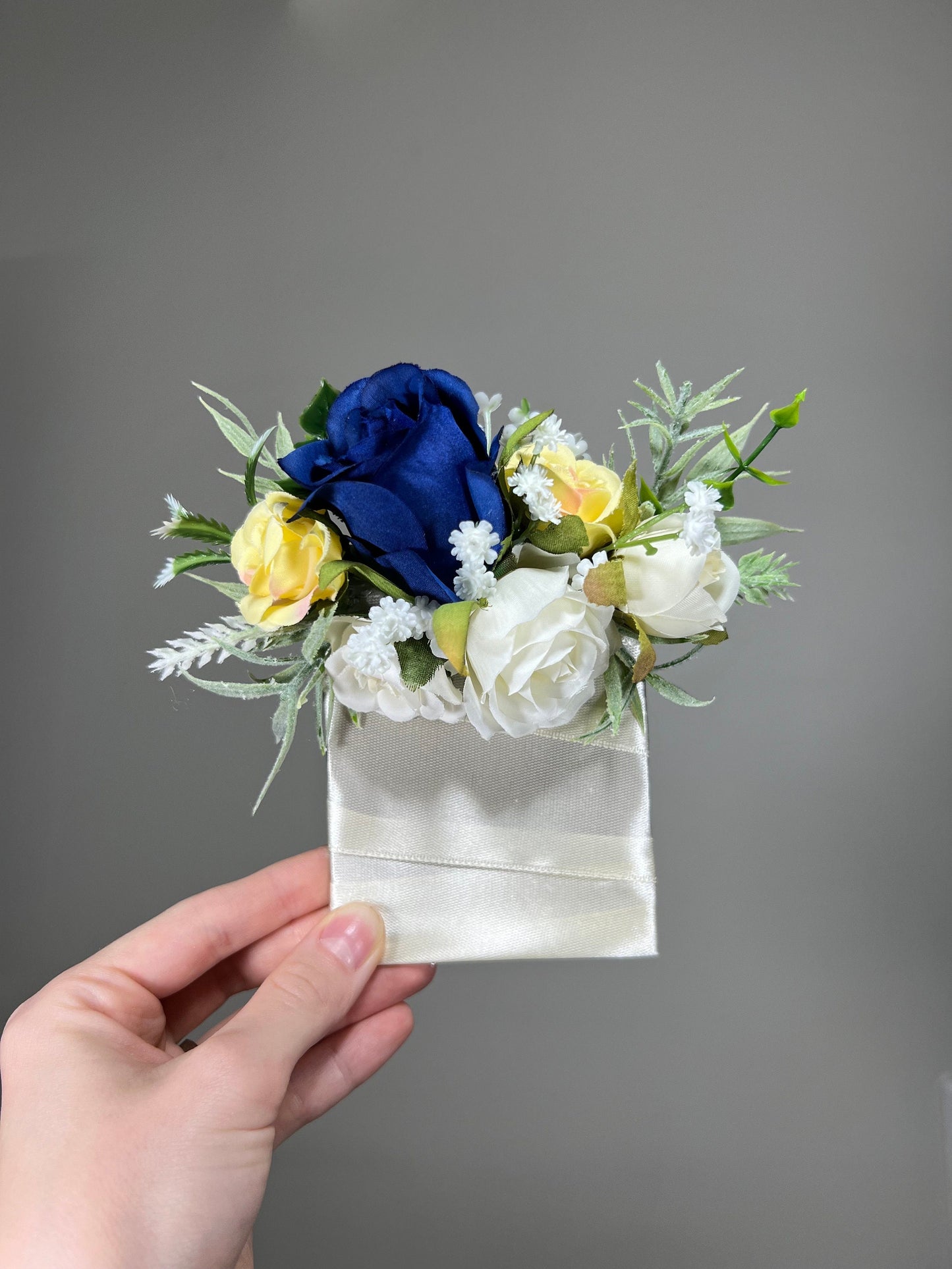 White Pocket Boutonniere Wedding Royal Blue Groom White Yellow Boutonnières Groomsmen Square Boutonnière Pocket Blue Artificial Flower