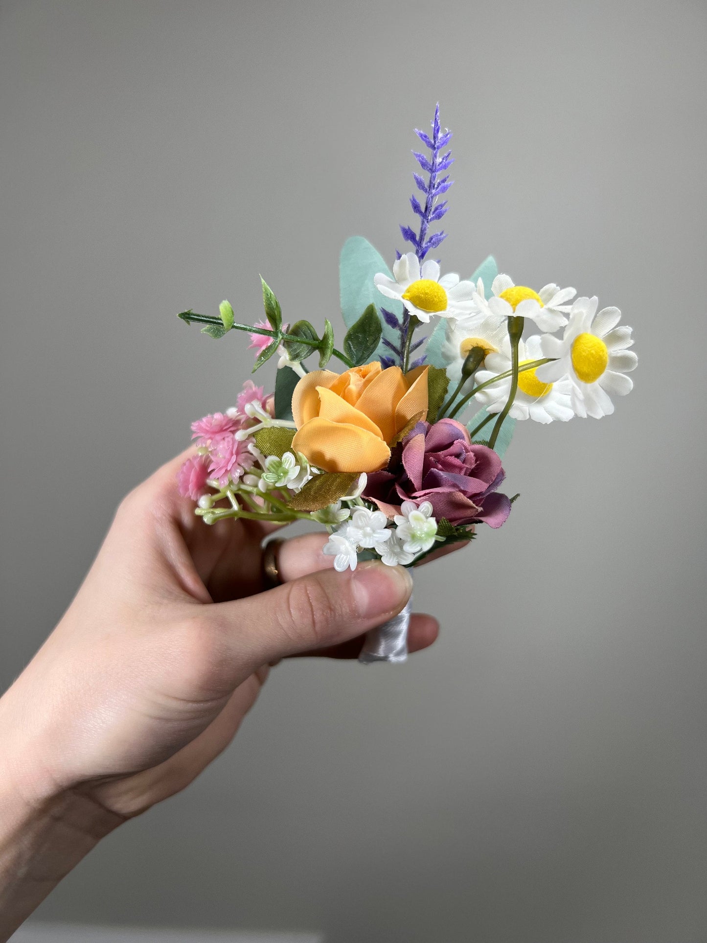 Boutonniere Wild Flower Wedding Groom Pink Groomsmen Boutonnière Pink Orange Boutonniere White Lavender Artificial Flower Wild Camomile