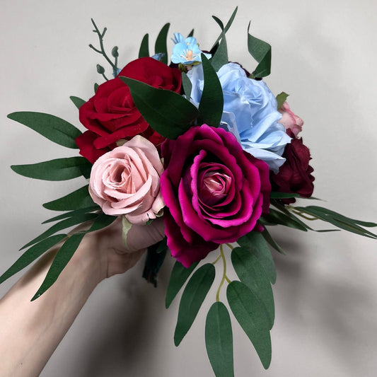 Wedding Bouquet Jewel Tone Red Bridal Wedding Dusty Rose Bridesmaids Bouquet Pink Blue Purple Dark Greenery Purple Burgundy Reddit