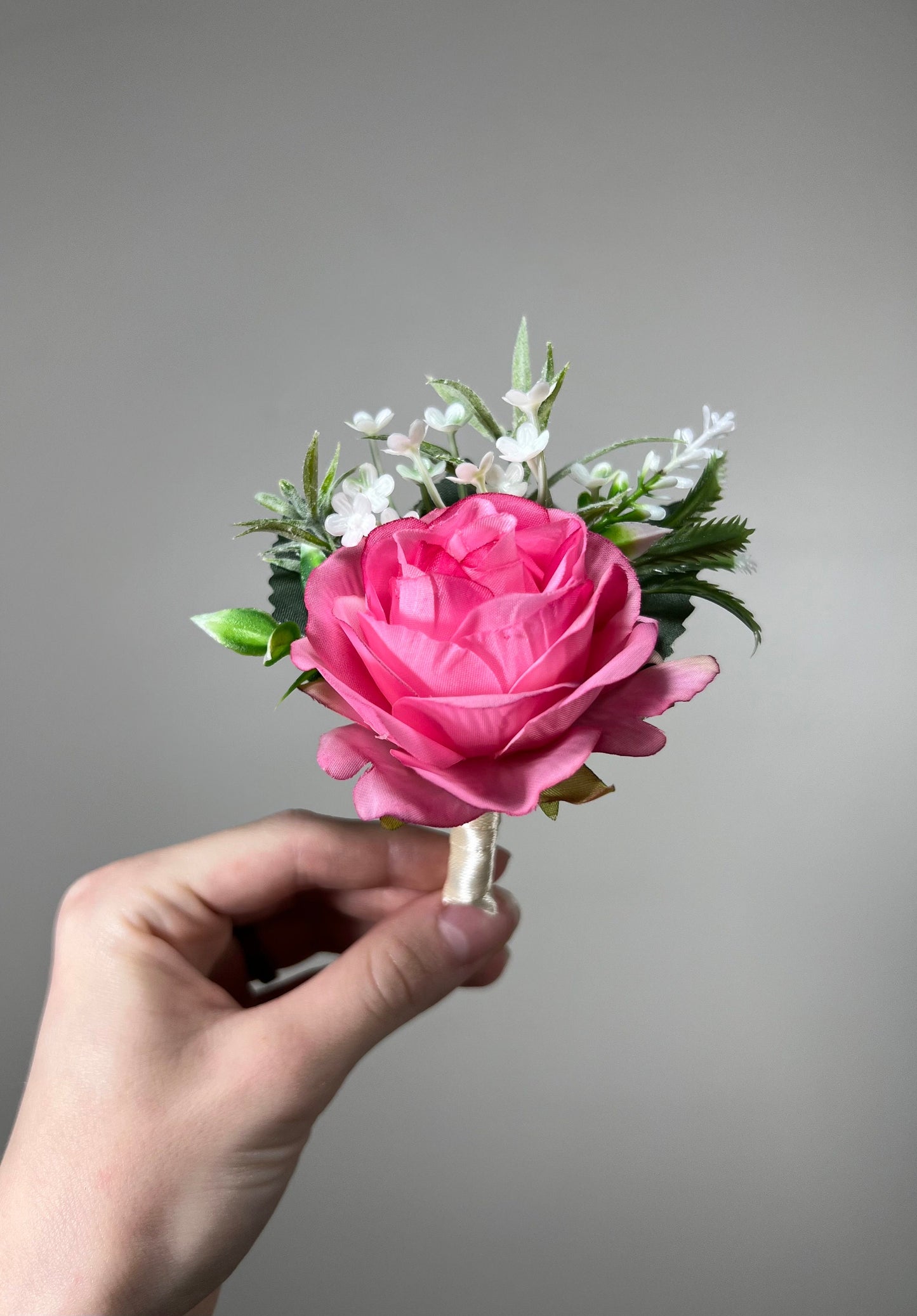 Pink Boutonniere Wedding Groom Pink Groomsmen Boutonnière Hot Pink Boutonniere Fuchsia Viva Magenta Prom Boutonniere Artificial Flower