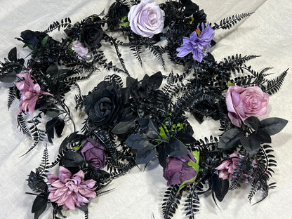 Garland Black Garland Wedding Purple Silver Dollar Eucalyptus Decoration Black Table Runner Dark Purple Artificial Flower Gothic Halloween