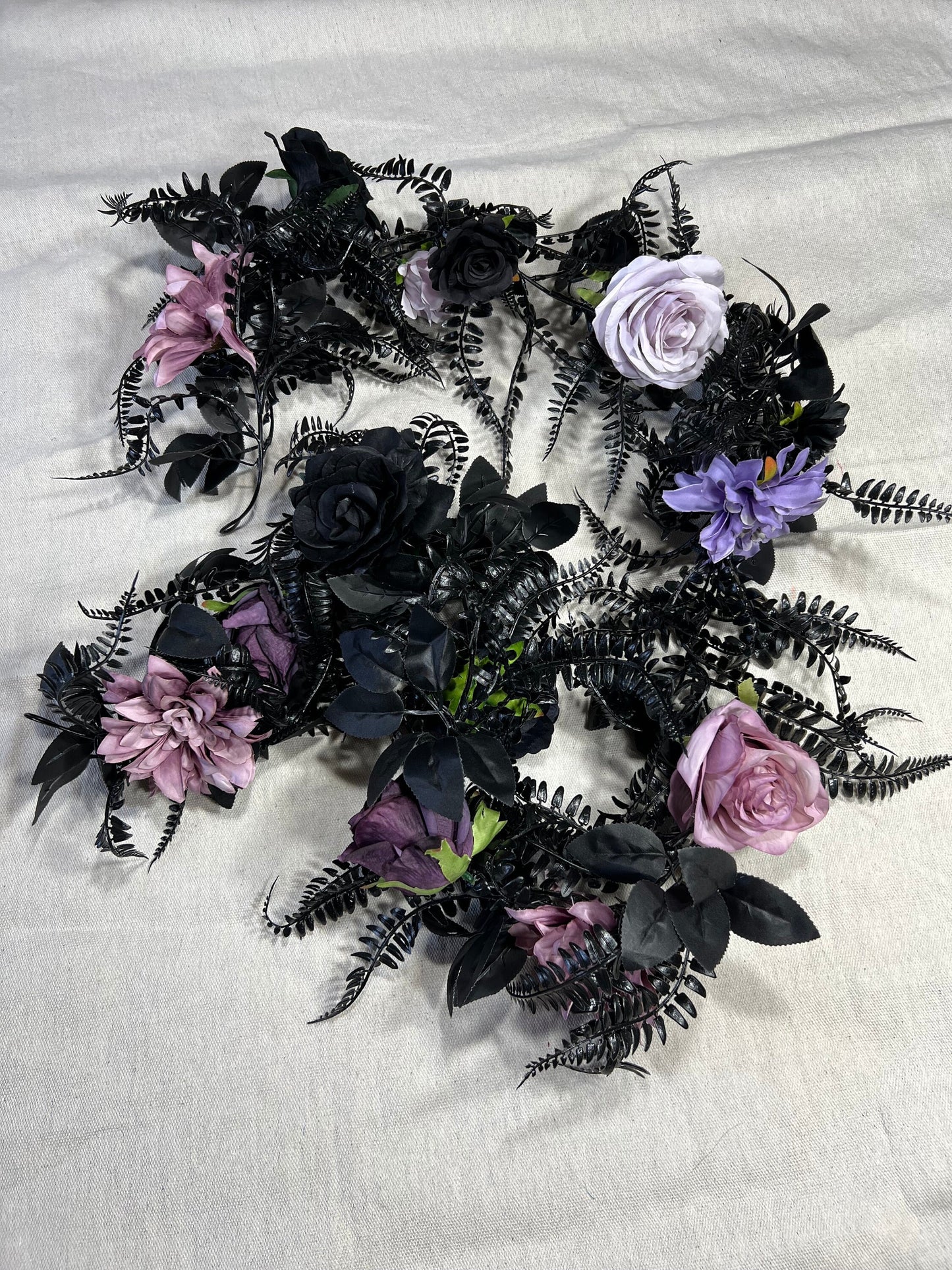 Black Fern Garland Wedding Purple Decoration Black Table Runner Dark Purple Artificial Flower Gothic Halloween