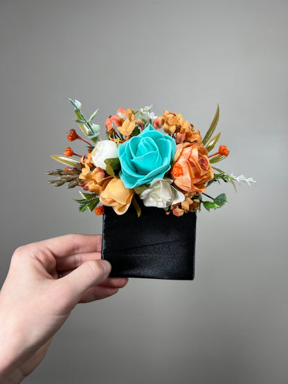 Turquoise Pocket Boutonniere Terracotta Groom Boutonnière Teal Groomsmen White Boutonniere Pocket Square Ivory Rustic Artificial Flower