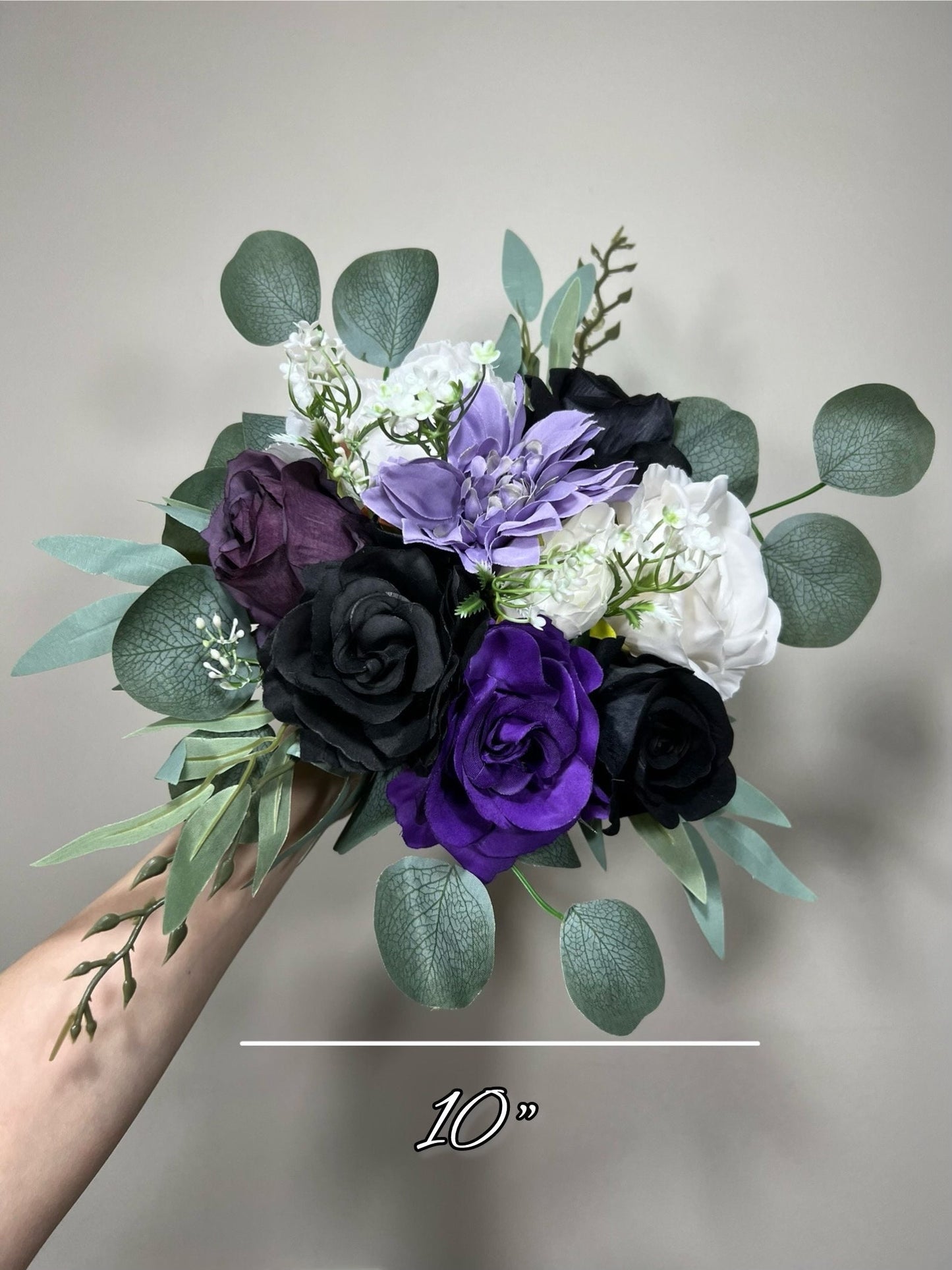 Black Bouquet Dark Purple Bridal Wedding Gothic Bouquet Black White Decor Royal Purple Black Bridesmaids Bouquet Sage Artificial Flower